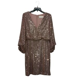 Eliza J Size 10 Sequined stretch fit to flare dress